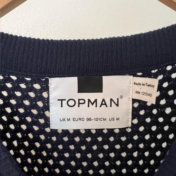 Topman crochet tee in navy - Picture 2 of 3